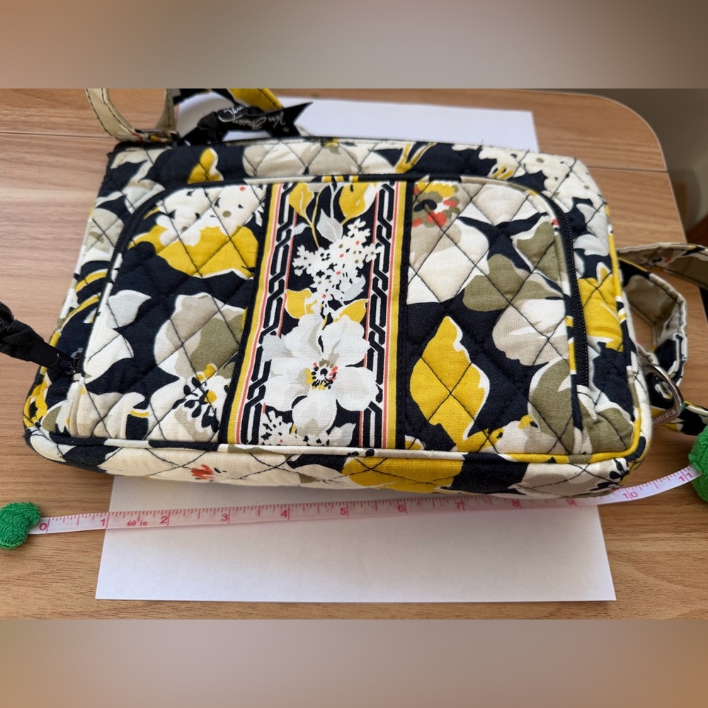 Vera Bradley Floral Crossbody Bag - Yellow & Black, Adjustable Strap - Picture 11 of 16